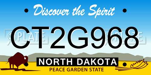 CT2G968 North Dakota License Plate