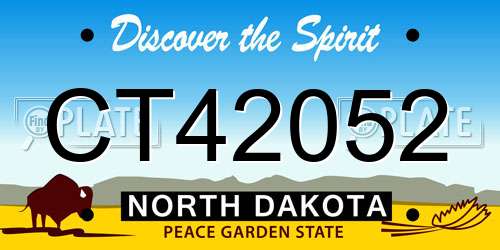 CT42052 North Dakota License Plate