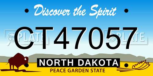 CT47057 North Dakota License Plate