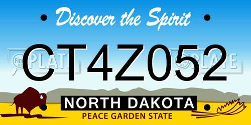 CT4Z052 North Dakota License Plate