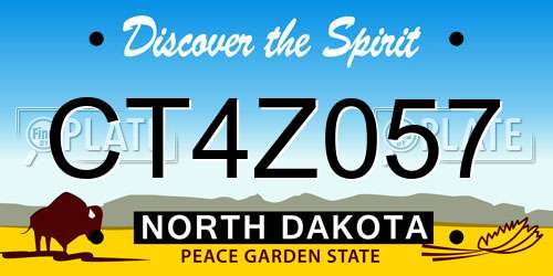 CT4Z057 North Dakota License Plate