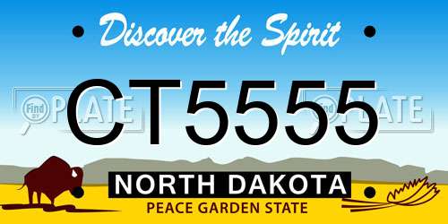 CT5555 North Dakota License Plate