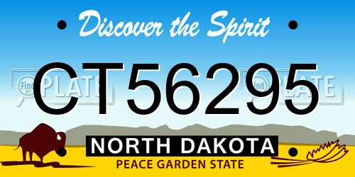 CT56295 North Dakota License Plate