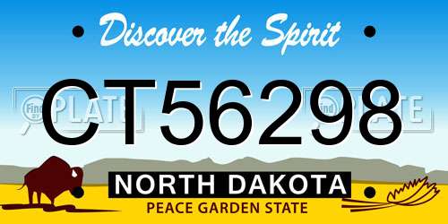 CT56298 North Dakota License Plate