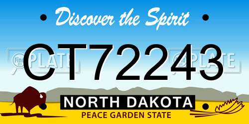 CT72243 North Dakota License Plate