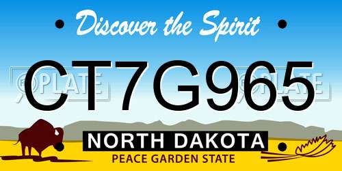 CT7G965 North Dakota License Plate
