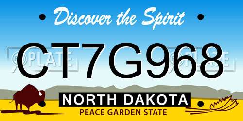 CT7G968 North Dakota License Plate