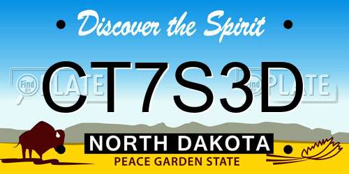 CT7S3D North Dakota License Plate