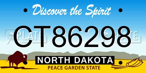 CT86298 North Dakota License Plate