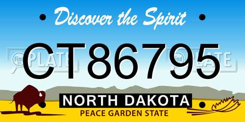 CT86795 North Dakota License Plate