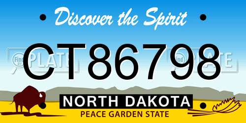 CT86798 North Dakota License Plate