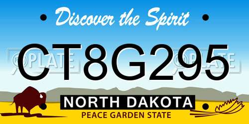 CT8G295 North Dakota License Plate