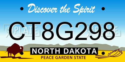 CT8G298 North Dakota License Plate