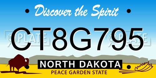 CT8G795 North Dakota License Plate
