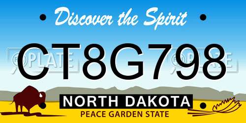 CT8G798 North Dakota License Plate