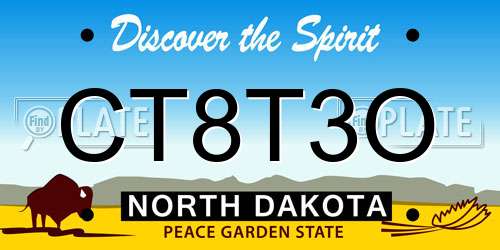 CT8T3O North Dakota License Plate