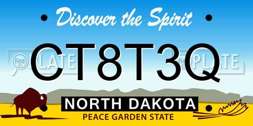 CT8T3Q North Dakota License Plate