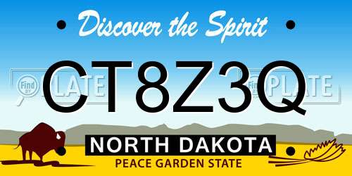 CT8Z3Q North Dakota License Plate