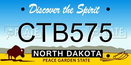 CTB575 North Dakota License Plate