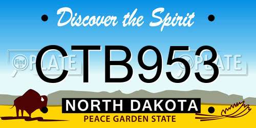 CTB953 North Dakota License Plate