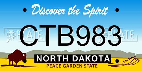 CTB983 North Dakota License Plate