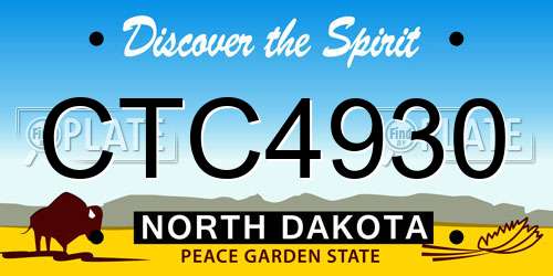 CTC4930 North Dakota License Plate