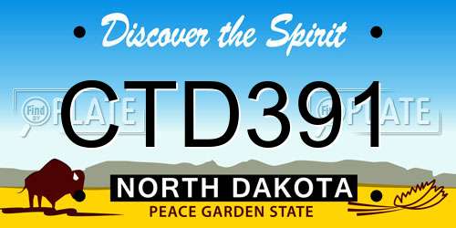 CTD391 North Dakota License Plate