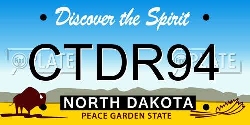 CTDR94 North Dakota License Plate