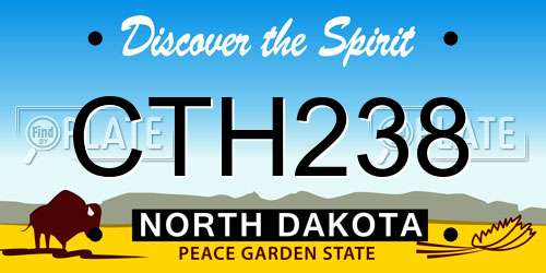 CTH238 North Dakota License Plate