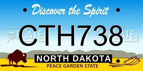 CTH738 North Dakota License Plate
