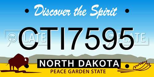 CTI7595 North Dakota License Plate