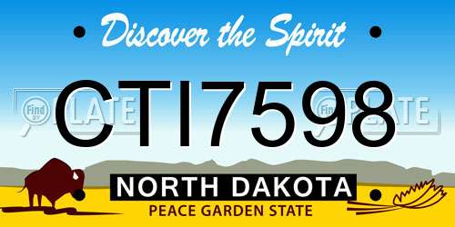 CTI7598 North Dakota License Plate