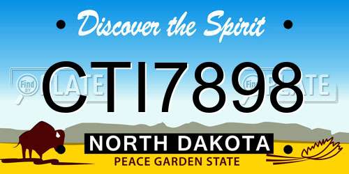 CTI7898 North Dakota License Plate