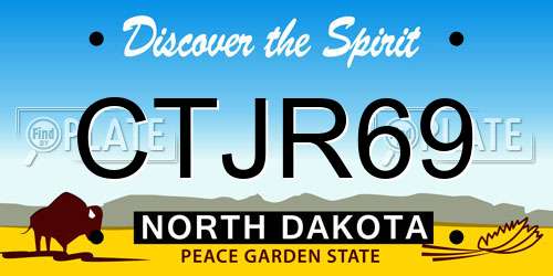 CTJR69 North Dakota License Plate