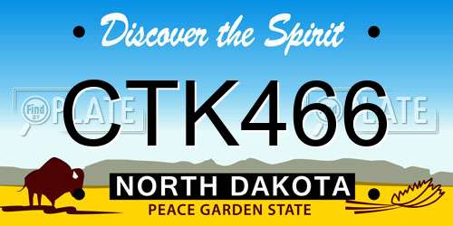 CTK466 North Dakota License Plate
