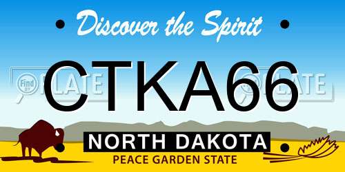 CTKA66 North Dakota License Plate