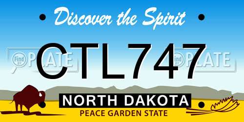 CTL747 North Dakota License Plate