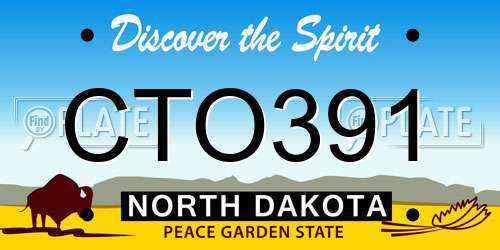 CTO391 North Dakota License Plate