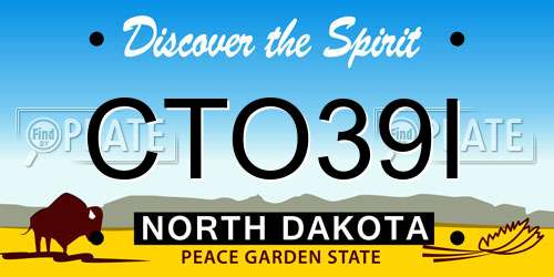 CTO39I North Dakota License Plate