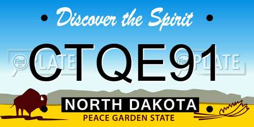 CTQE91 North Dakota License Plate