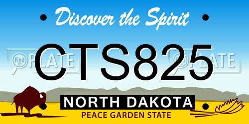 CTS825 North Dakota License Plate
