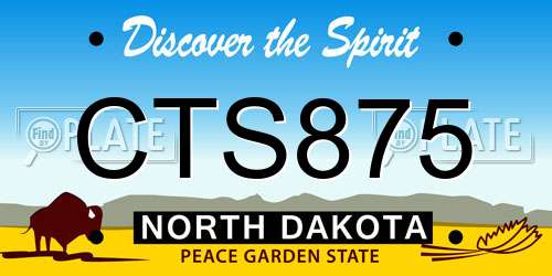 CTS875 North Dakota License Plate