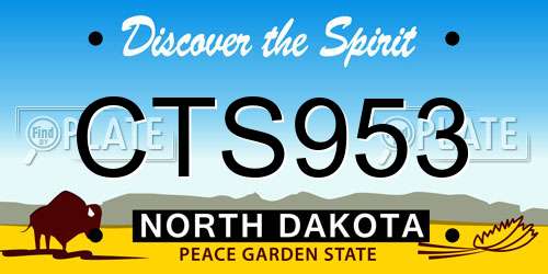 CTS953 North Dakota License Plate
