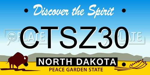CTSZ30 North Dakota License Plate