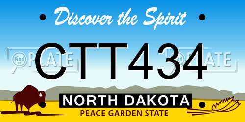 CTT434 North Dakota License Plate
