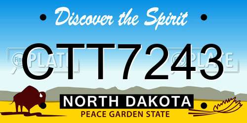 CTT7243 North Dakota License Plate