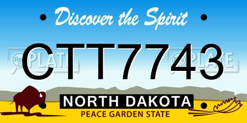 CTT7743 North Dakota License Plate