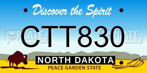 CTT830 North Dakota License Plate