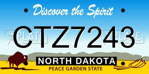CTZ7243 North Dakota License Plate