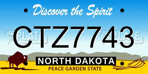 CTZ7743 North Dakota License Plate